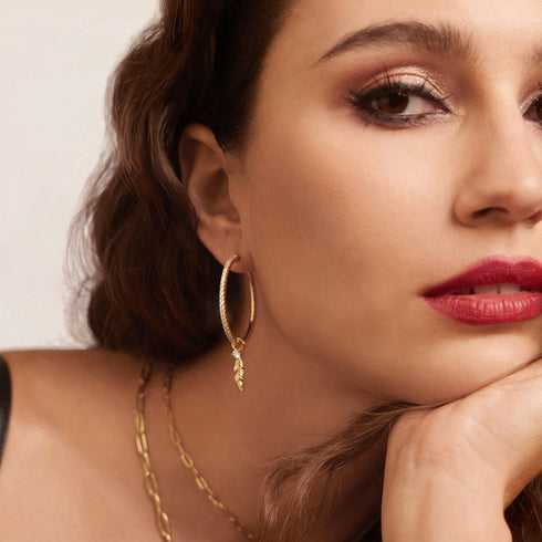 Gold Pave Hoop Earrings